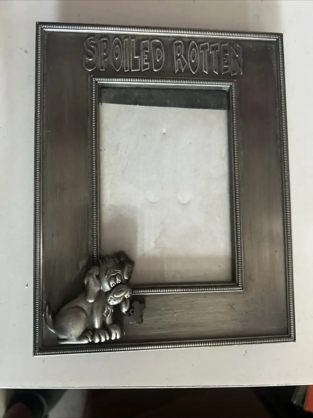 Heavy Duty Metal Spoiled Rotten Dog Picture Frame for 3x5